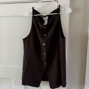H&M dark brown TAPERED-WAIST WAISTCOAT